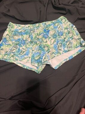 Banana Boat Shell-Print Swim Shorts in Blue & Green